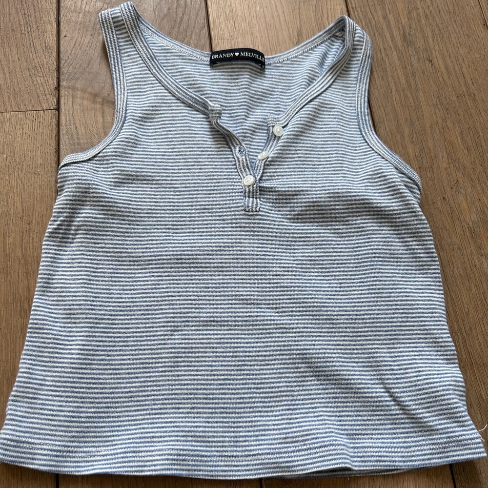 Brandy Melville Blue and White Striped Tank Top